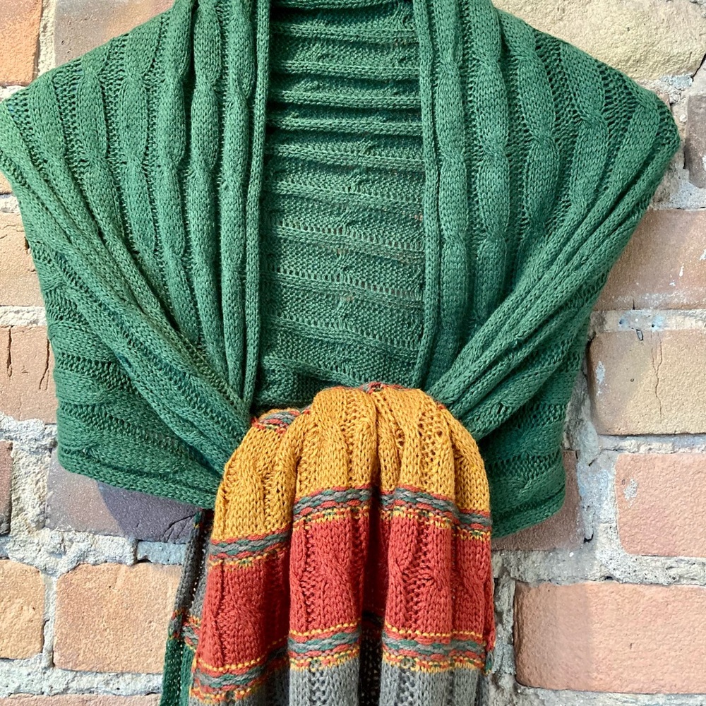 Green, Yellow & Red Scarf/Wrap. One Size.